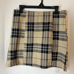 Plaid Beige and Black Mini Skirt